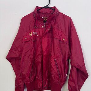 Vintage Red Winston Cigarette Drag Racing Jacket w/ zip up Hood, Size M